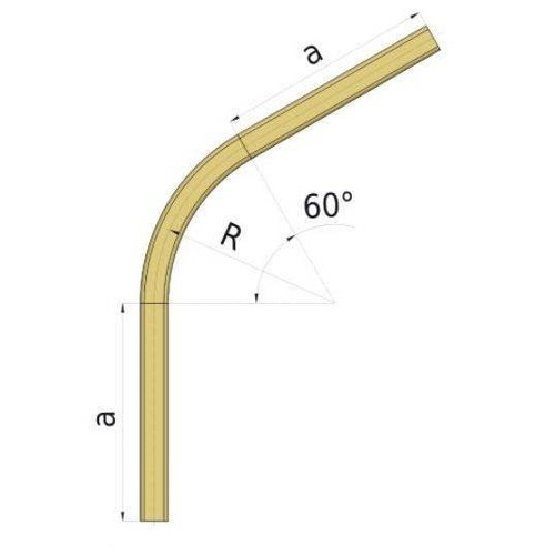 Łuk szyny nośnej kąt 60° typ 26.C18, promień 770±20mm, odcinki proste 600±20mm, ocynk