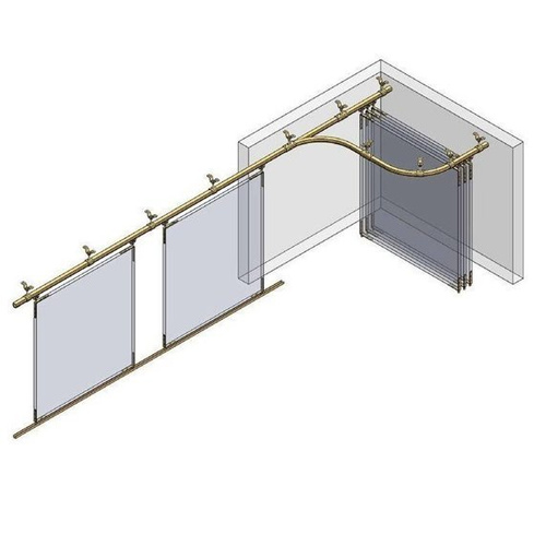 Łuk szyny nośnej kąt 90° typ 51.C03, promień 400±10mm, odcinki proste 690±20mm, stal nierdzewna A2 (AISI 304)