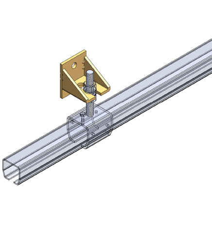 Uchwyt ścienny regulowany krótki do szyny 48.5x43.5mm typ 54.B05 żółty ocynk