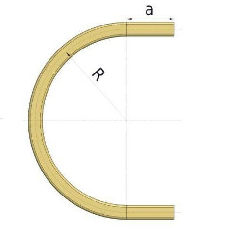 Łuk szyny nośnej kąt 180° typ 26.C68, promień 770±10mm, odcinki proste 130±20mm, ocynk