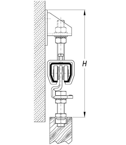 Uchwyt ścienny regulowany krótki do szyny 30x28mm typ 51.B05 stal nierdzewna A2 (AISI 304)