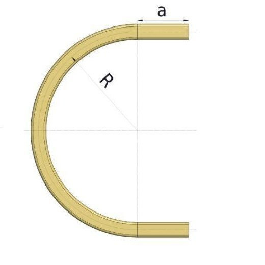 Łuk szyny nośnej kąt 180° typ 23.C67, promień 690±10mm, odcinki proste 200±20mm, ocynk