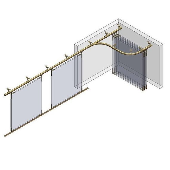 Łuk szyny nośnej kąt 90° typ 73.C04, promień 400±15mm, odcinki proste 690±20mm, stal kwasoodporna A4 (AISI 316)