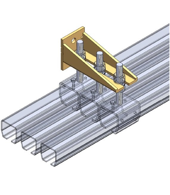 Uchwyt ścienny regulowany długi do szyny 48.5x43.5mm typ 24.B66 ocynk